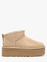 Boots Classic Ultra Mini Platform Uit Leder Ugg Beige women 1135092