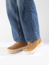 Enkellaarsjes Pallashock Zip Uit Leder Palladium Beige women 74353252-vue-porte