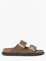 Slippers Arizona Droplet Uit Leder Birkenstock Bruin women 1031910