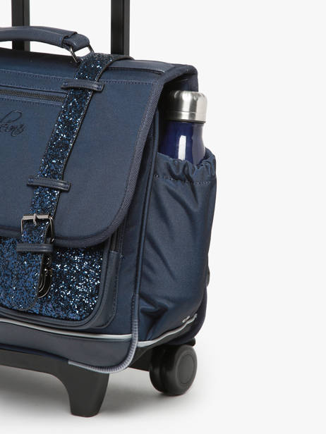 Boekentas Op Wieltjes Kinderen 2 Compartimenten Cameleon Blauw vintage fantasy CR38 ander zicht 6