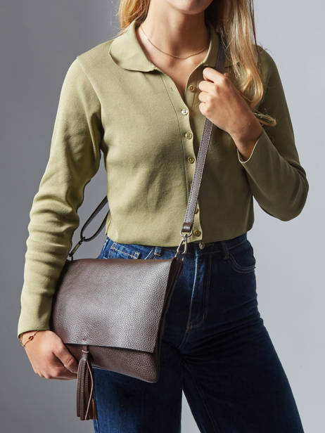 Cross Body Tas Caviar Leder Milano Bruin caviar CA21062 ander zicht 1