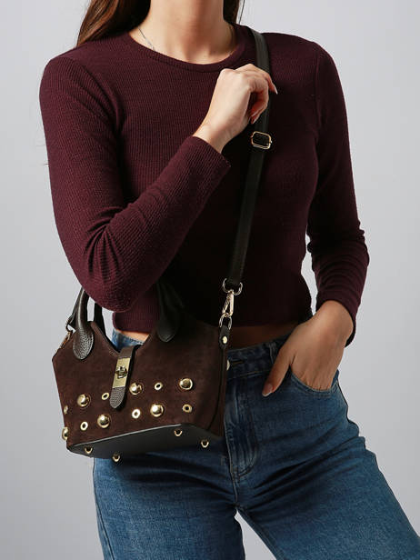 Handtas Velvet Studs Milano Bruin velvet studs VS25091 ander zicht 1