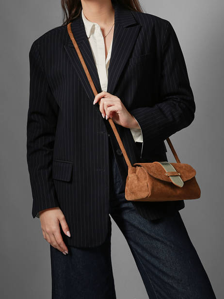 Cross Body Tas S Agnes Rundsleer Met Suède Finish Etrier Bruin agnes EAGV205S ander zicht 2