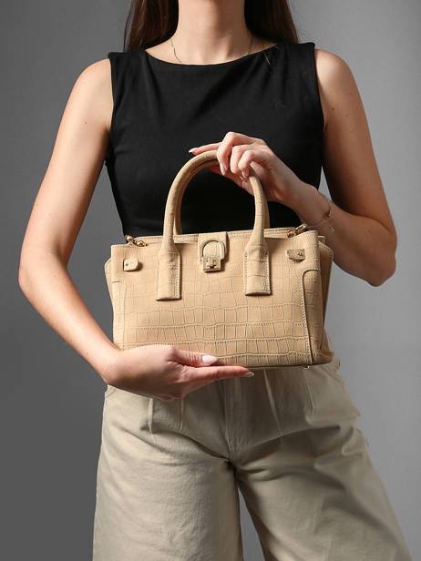 Handtas S Equestre Croco Leder Etrier Beige equestre croco EEQC142S ander zicht 1