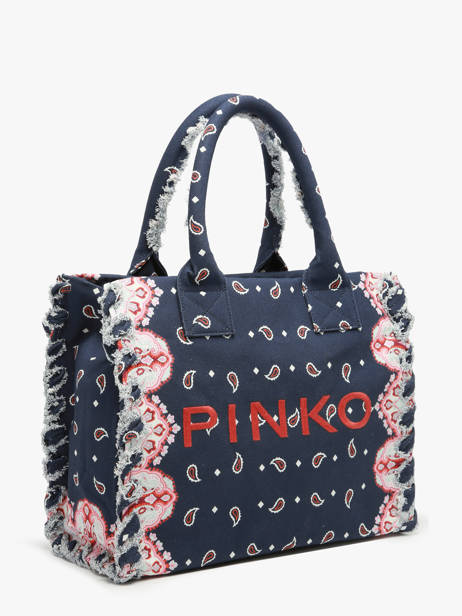 Handtas Logo Shopper Katoen Pinko Blauw logo shopper 6673A3B7 ander zicht 2