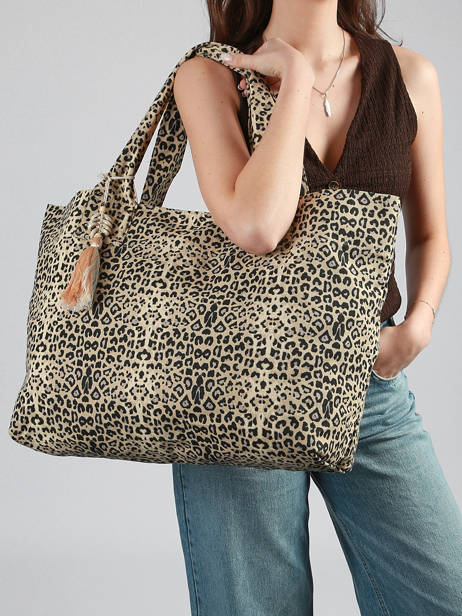 Schoudertas Leopard Katoen Miniprix Beige leopard L ander zicht 1